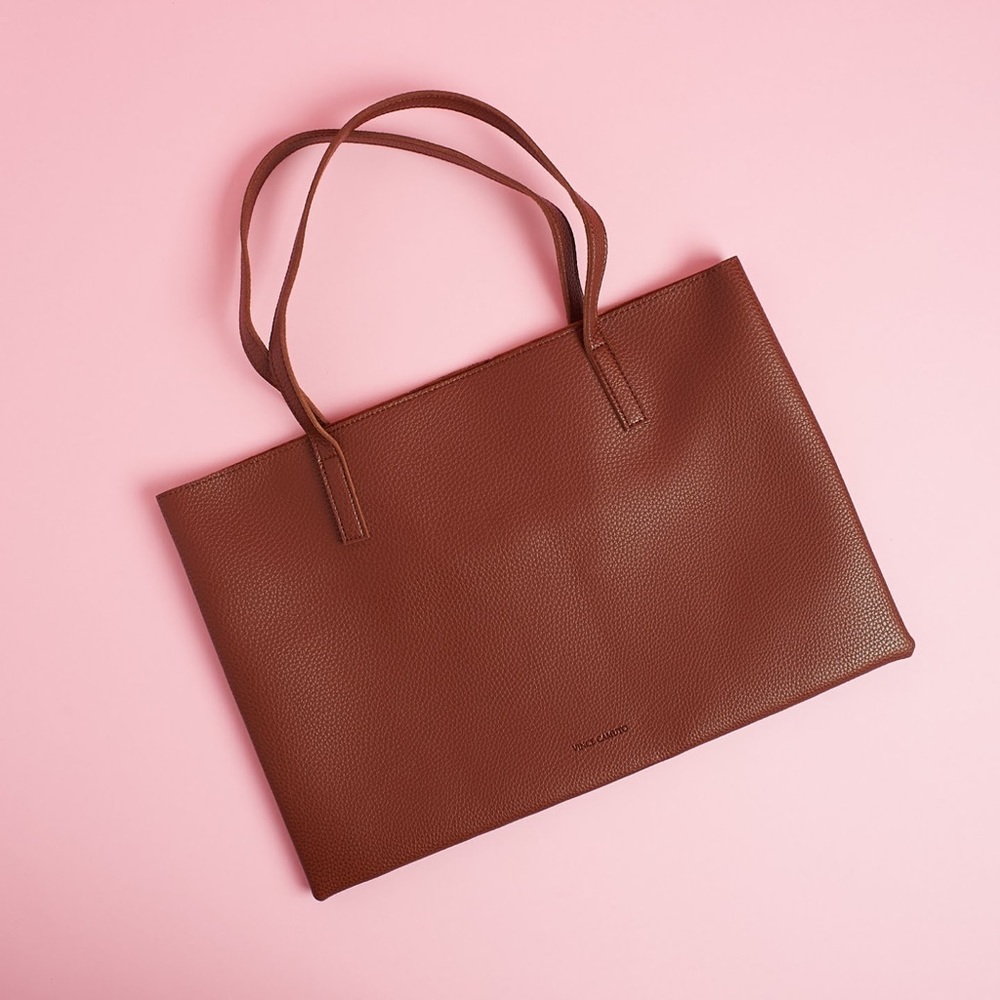 NWT VINCE CAMUTO DARK RUM LEATHER LUCK TOTE - Picture 6 of 8